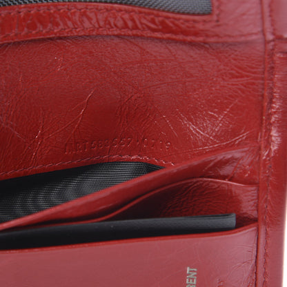 Saint Laurent Crinkled Calfskin Matelasse Monogram Niki Card Holder Red 7 of 7