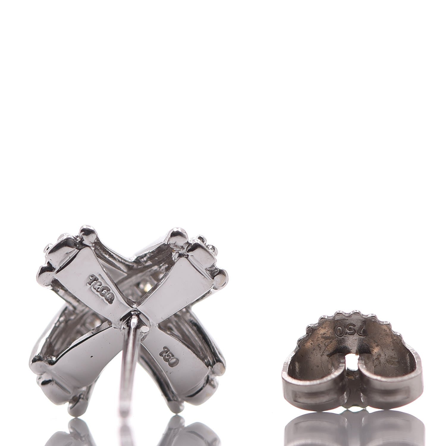 Tiffany 18K White Gold Diamond Signature X Earrings 4 of 5