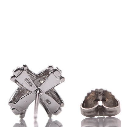 Tiffany 18K White Gold Diamond Signature X Earrings 4 of 5
