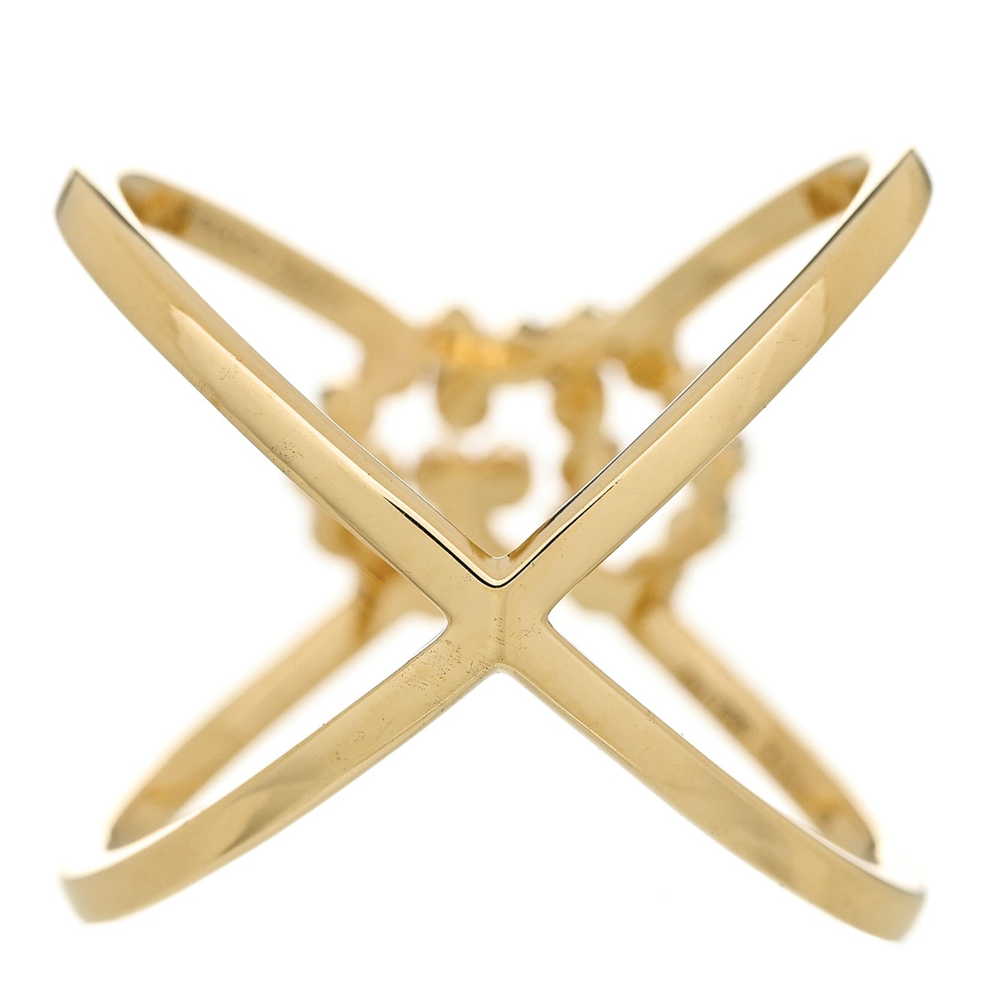 18K Yellow Gold Diamond Running G Cross Ring 52 6