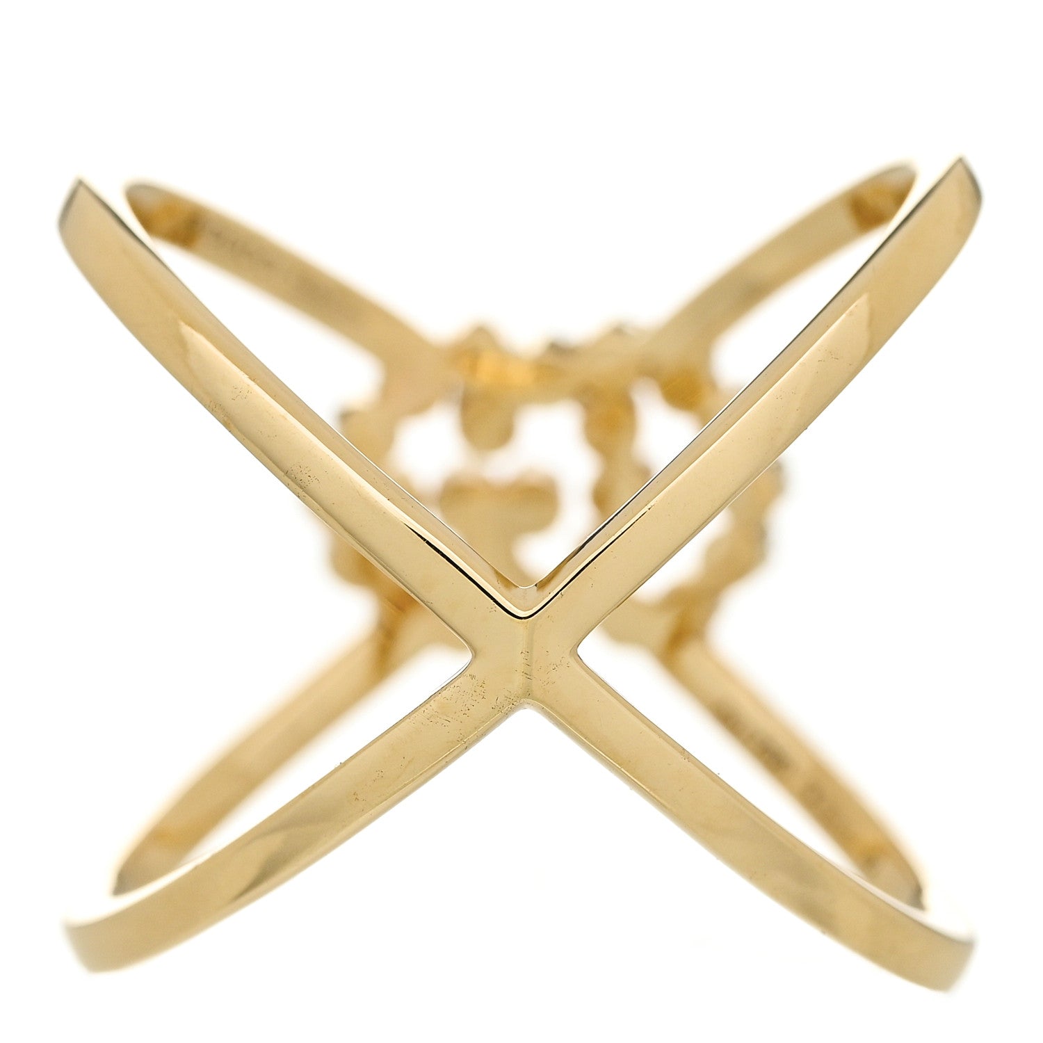 Gucci 18K Yellow Gold Diamond Running G Cross Ring 52 6 3 of 5