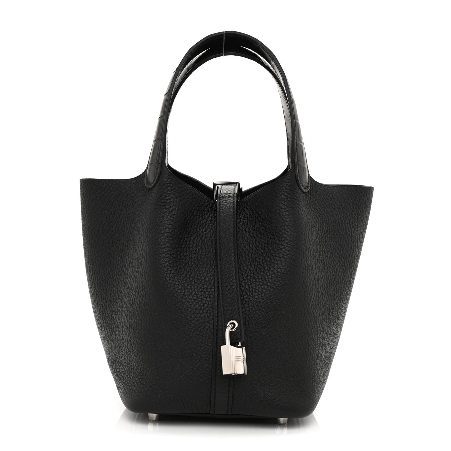 Taurillon Clemence Matte Alligator Picotin Lock Touch 18 PM Black