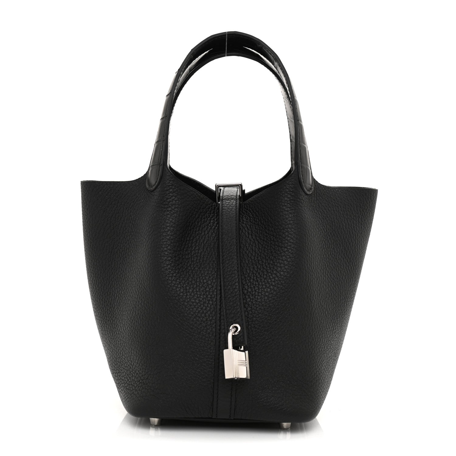 Hermes Taurillon Clemence Matte Alligator Picotin Lock Touch 18 PM Black 1 of 8