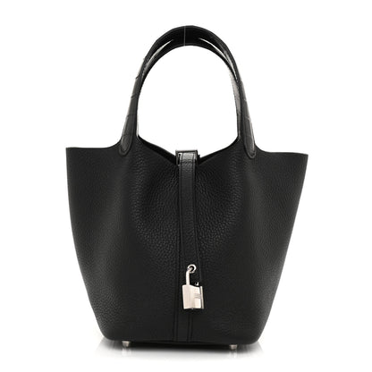 Hermes Taurillon Clemence Matte Alligator Picotin Lock Touch 18 PM Black 1 of 8