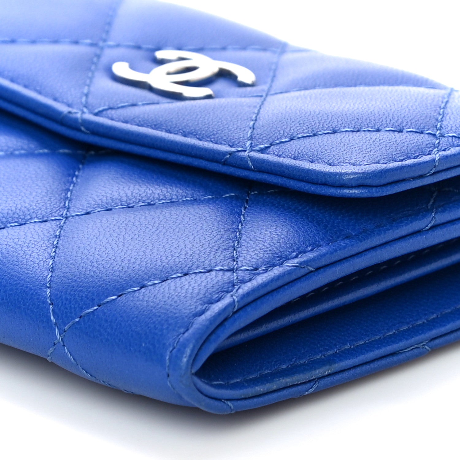 Chanel Lambskin Quilted Flap Card Holder Blue 6 of 12