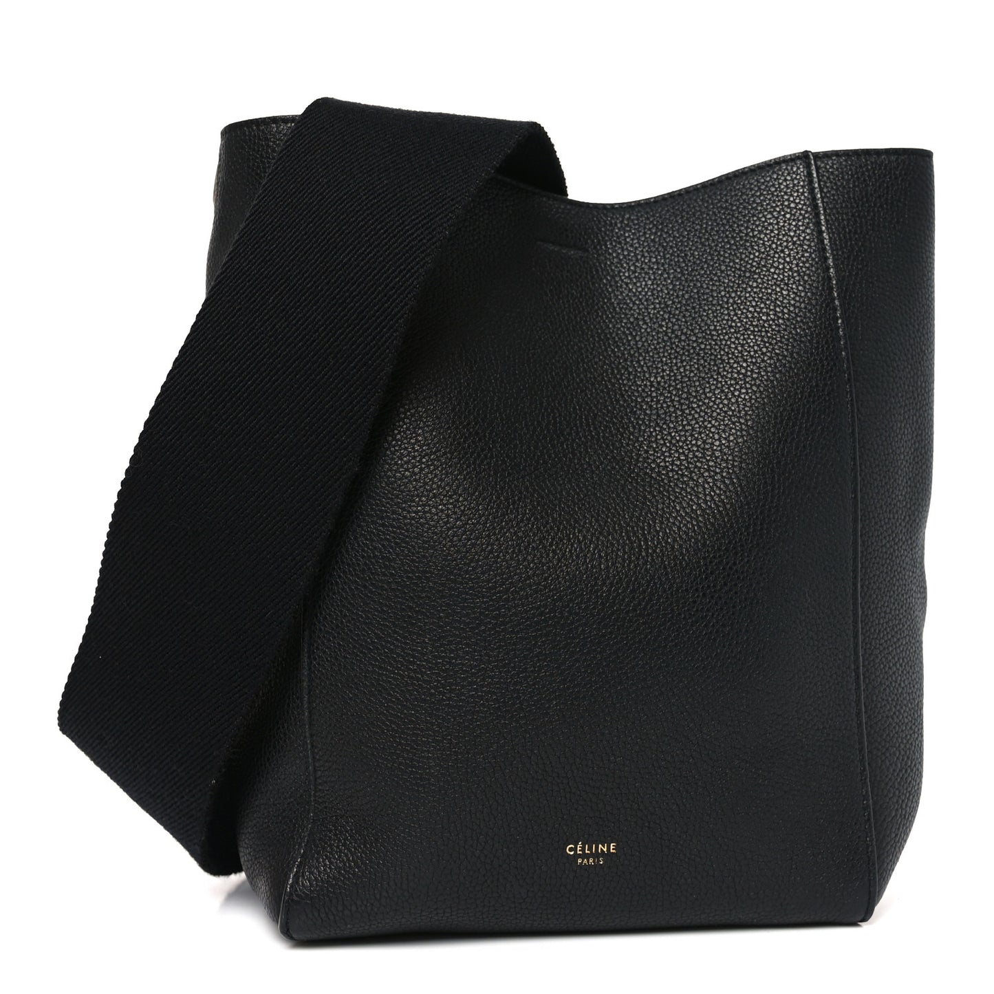 Soft Grained Calfskin Small Sangle Bucket Bag Black