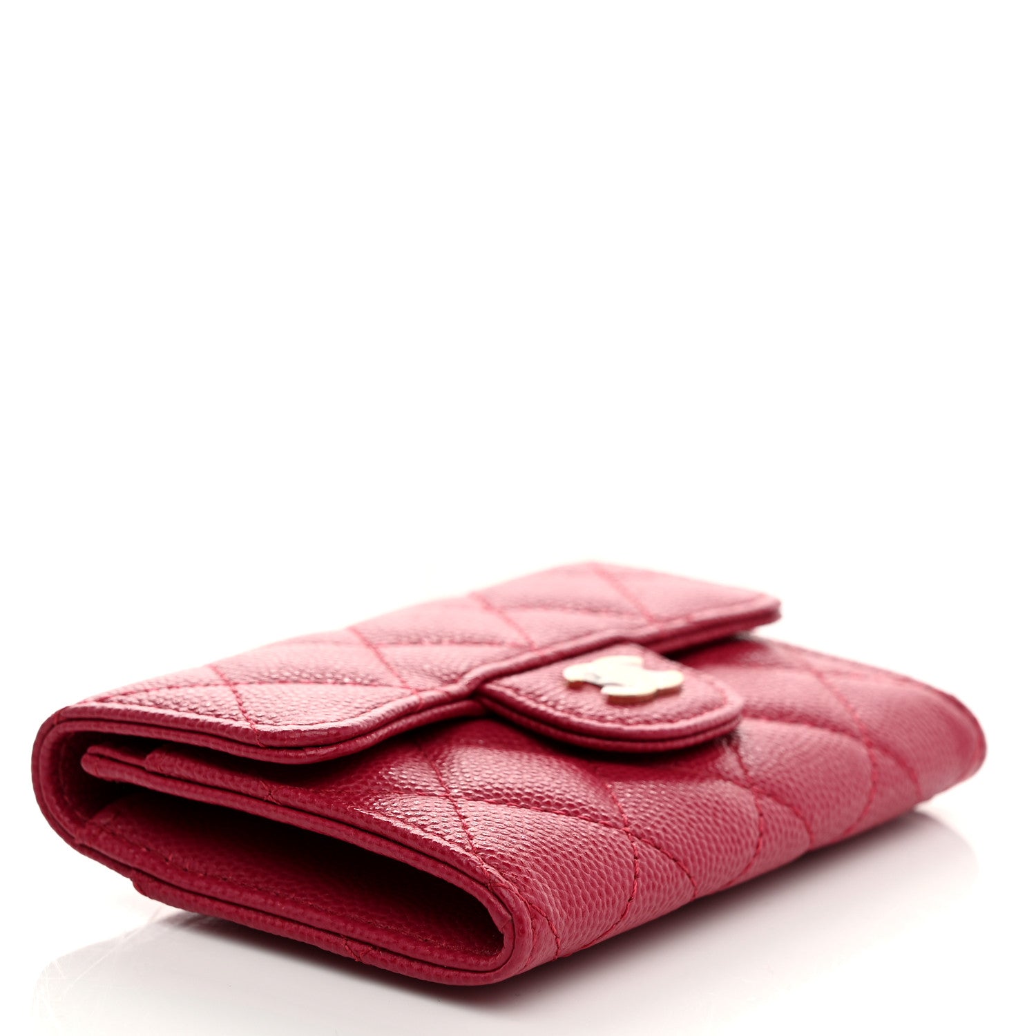 Chanel Caviar Quilted Flap Card Holder Wallet Dark Pink 4 of 8
