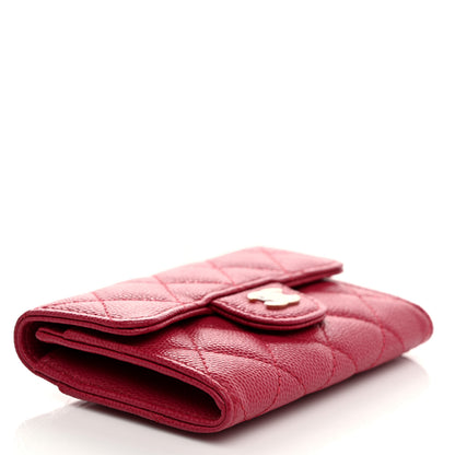 Chanel Caviar Quilted Flap Card Holder Wallet Dark Pink 4 of 8
