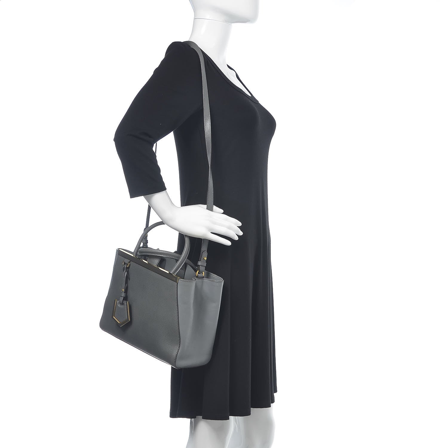 Fendi Vitello Elite Petite 2Jours Tote Grigio Grigio Chiaro 2 of 16