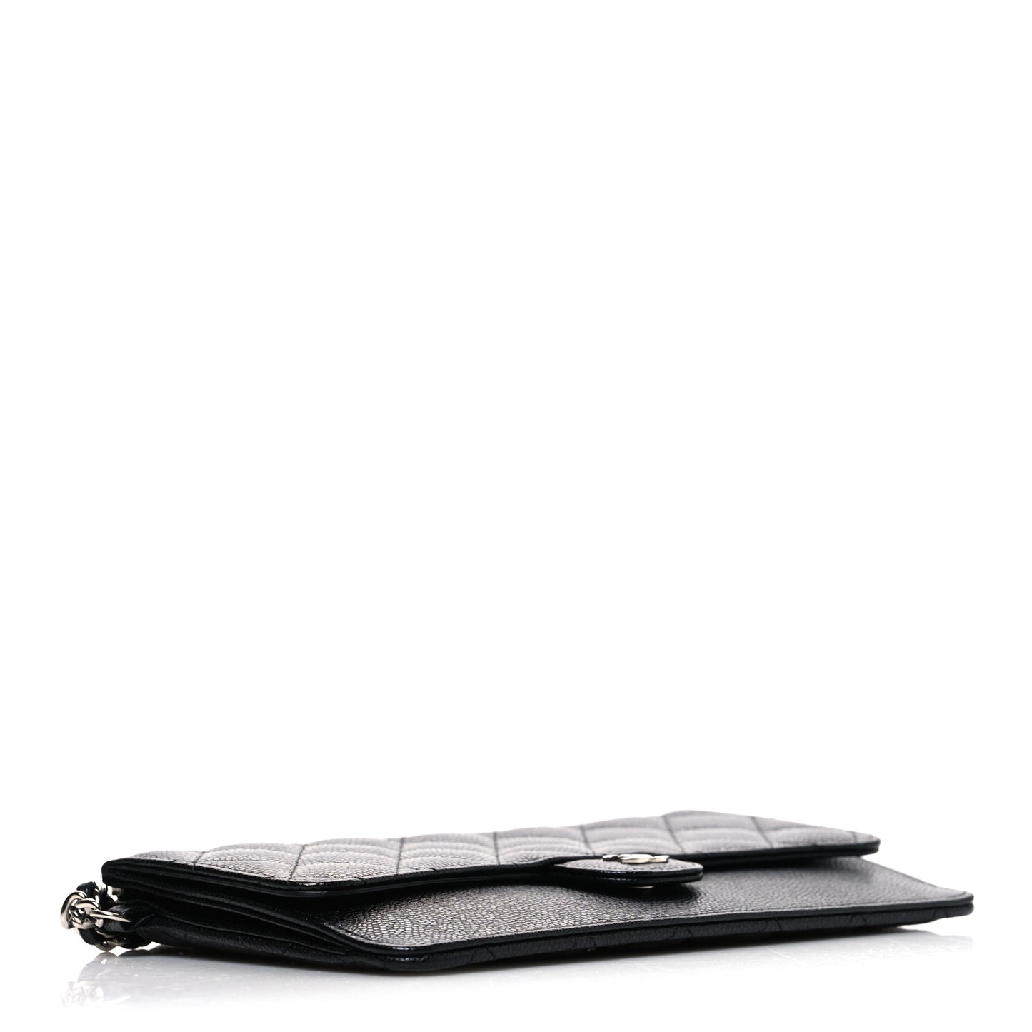 Caviar Quilted Classic Pouch With Handle Black