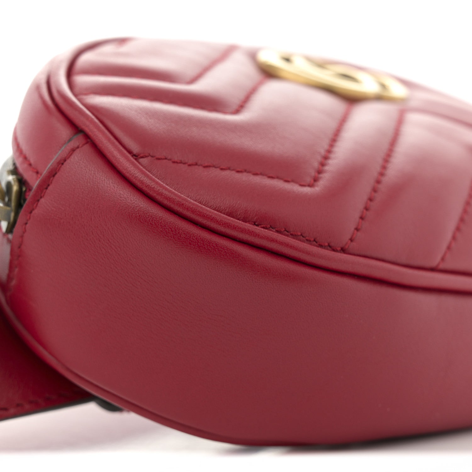 Gucci Calfskin Matelasse GG Marmont Belt Bag 95 38 Hibiscus Red 9 of 11