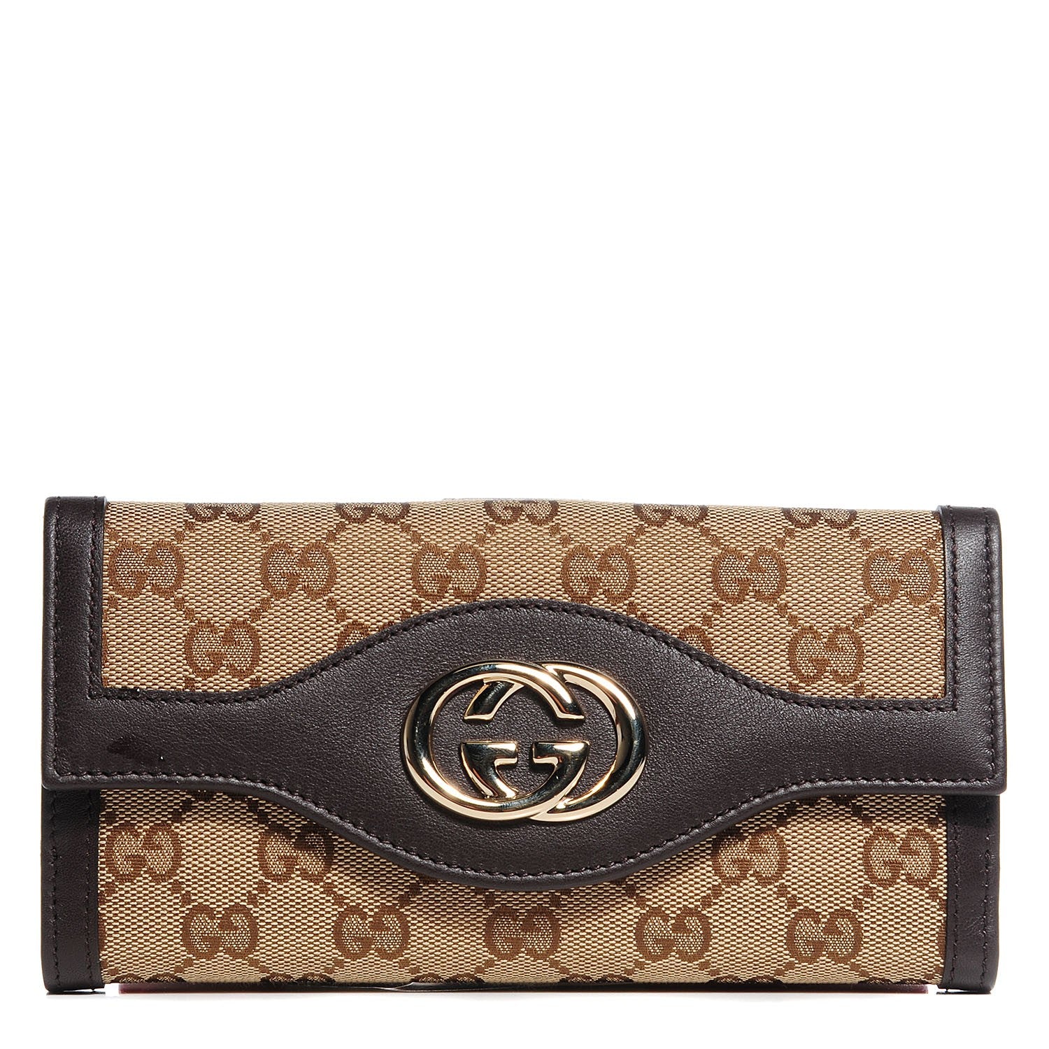 Gucci Monogram Margaux Calfskin Sukey Continental Organizer Wallet Beige Ebony Cocoa 1 of 8