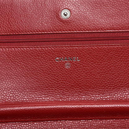 Chanel Caviar Quilted Wallet on Chain WOC Red 15 of 18