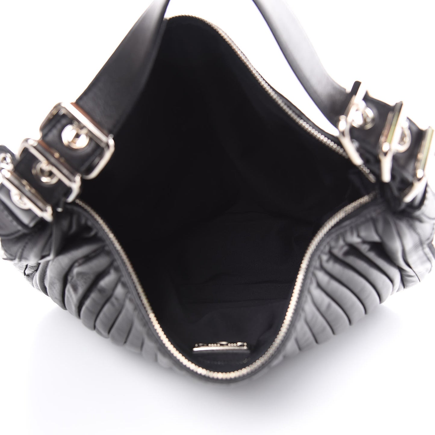 Lambskin Plisse Hobo Black