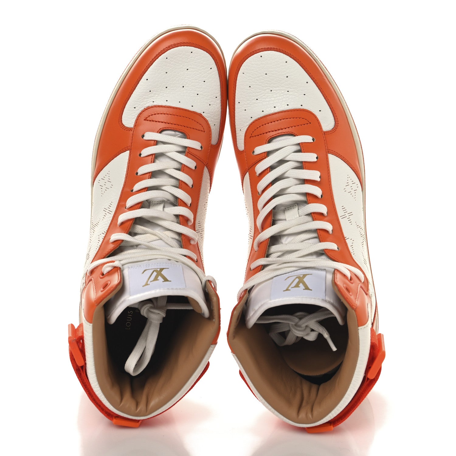 Louis Vuitton Calfskin Monogram Rivoli High Top Sneakers 10 Orange 5 of 9