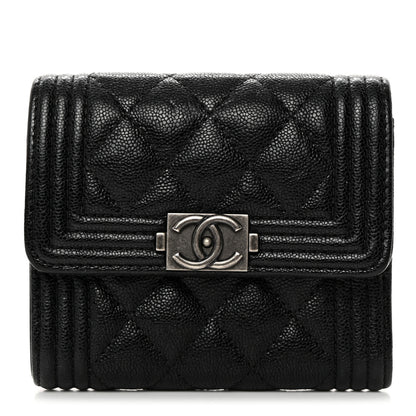 Chanel Caviar Quilted Compact Boy Wallet Black 1 of 10