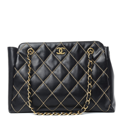 Chanel Calfskin Wild Stitch Shoulder Bag Black 1 of 10