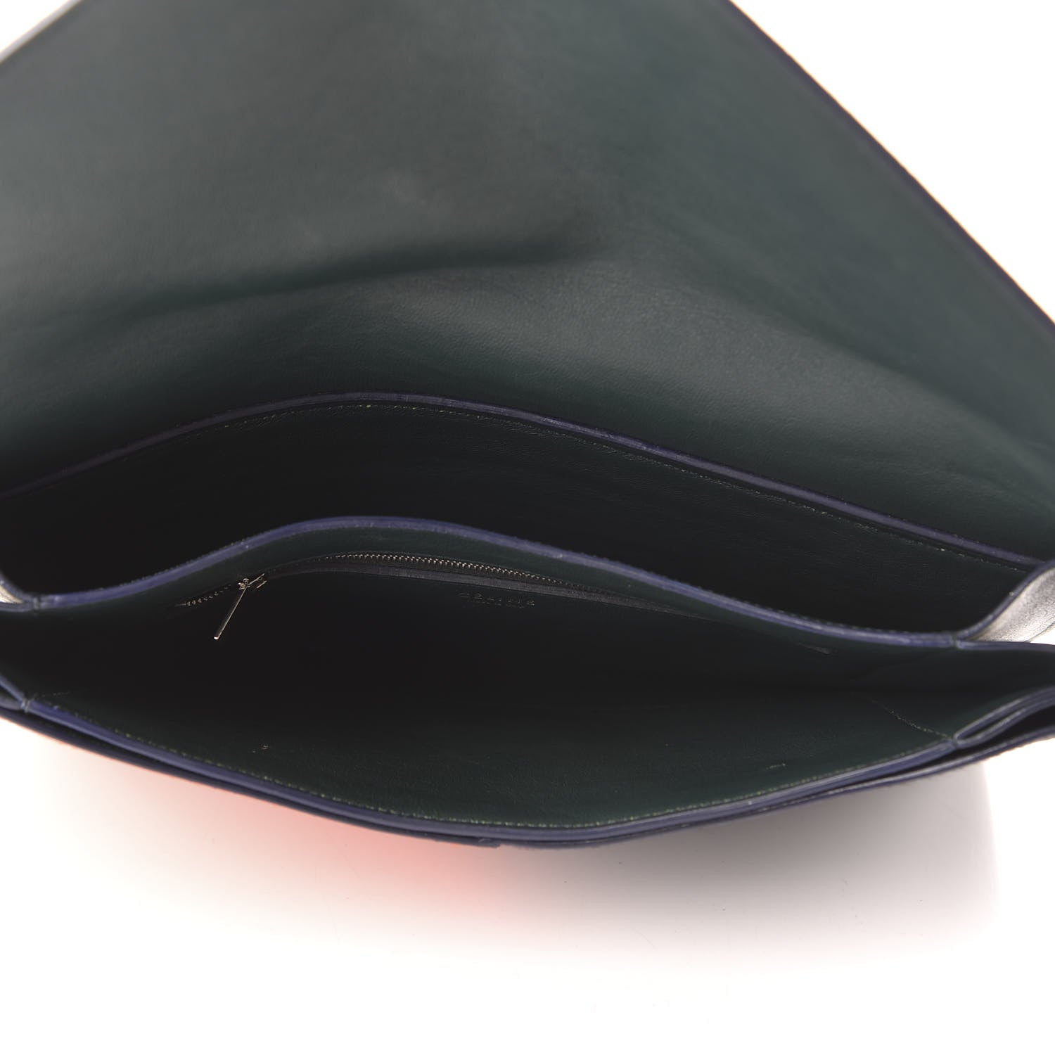 Celine Suede Calfskin Pony Hair Medium Tri-Color Diamond Shoulder Bag Green 5 of 9
