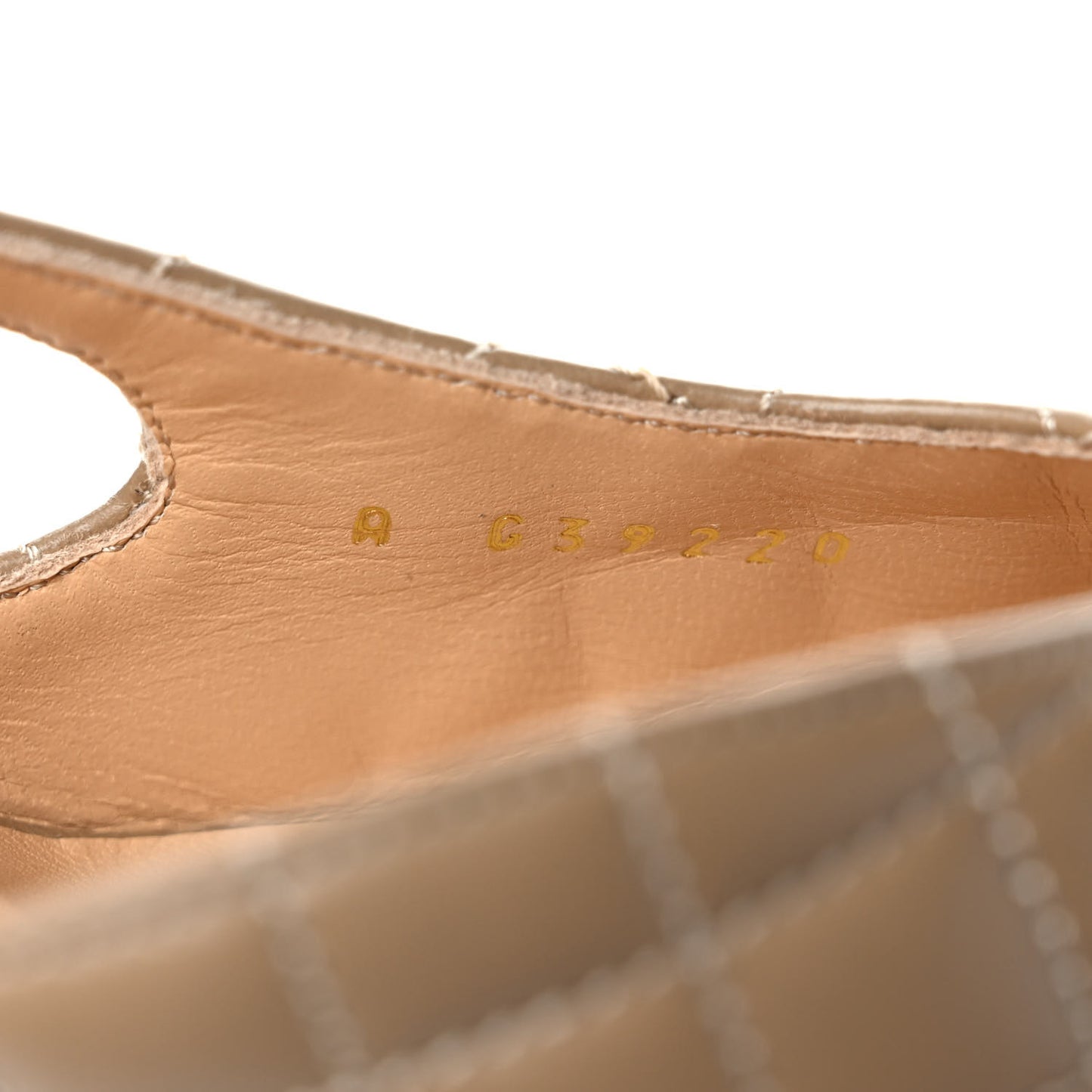 Lambskin Patent Calfskin Quilted Cap Toe CC Slingback Pumps 39 Beige Black