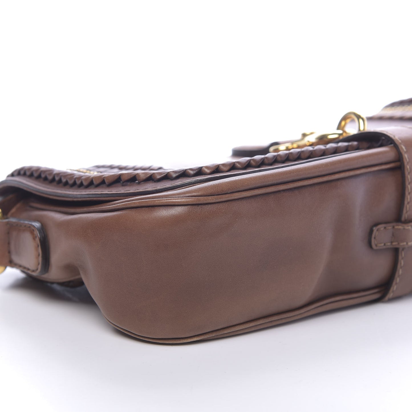 Calfskin Handmade Medium Flap Shoulder Bag Brown