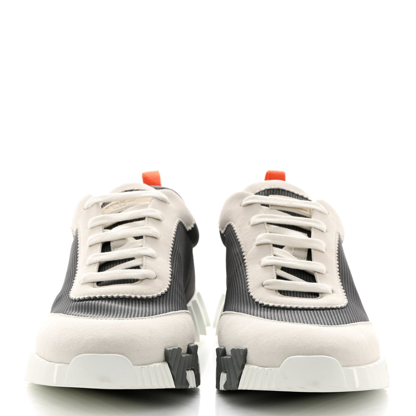 Technical Canvas Suede Goatskin Bouncing Sneakers 44 Gris Orange