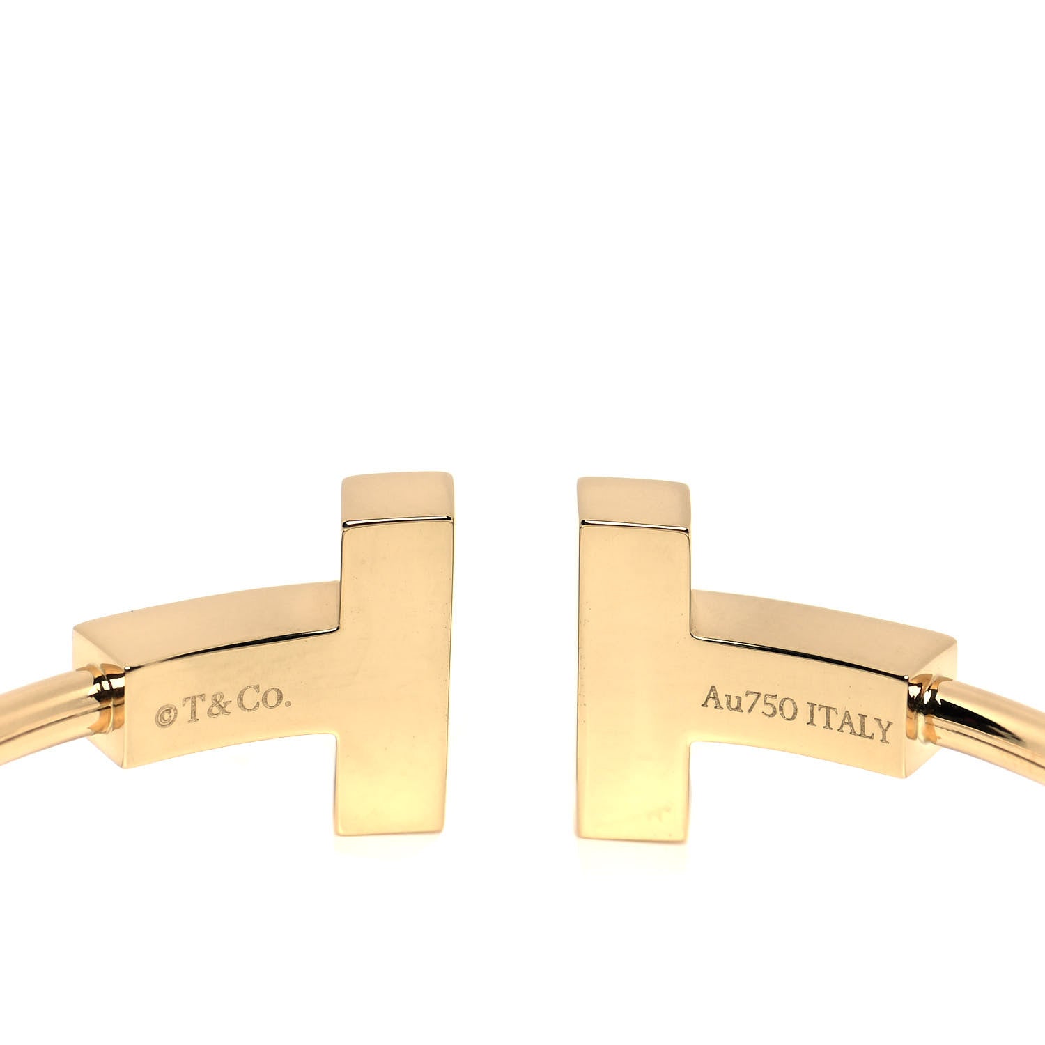 Tiffany 18K Yellow Gold Mother of Pearl Wide T Wire Bracelet 4 of 4