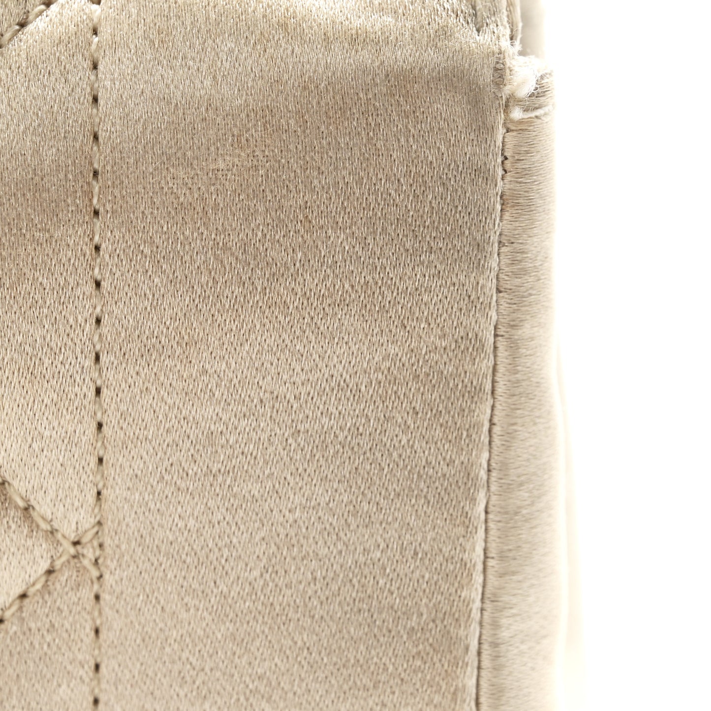 Satin Quilted Mini Flap Beige