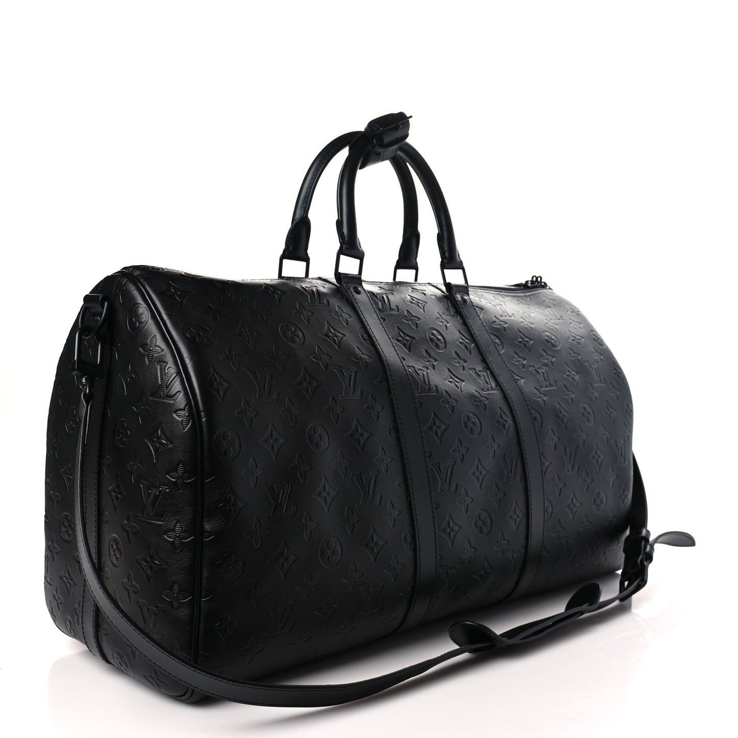 Calfskin Shadow Monogram Keepall Bandouliere 50 Black