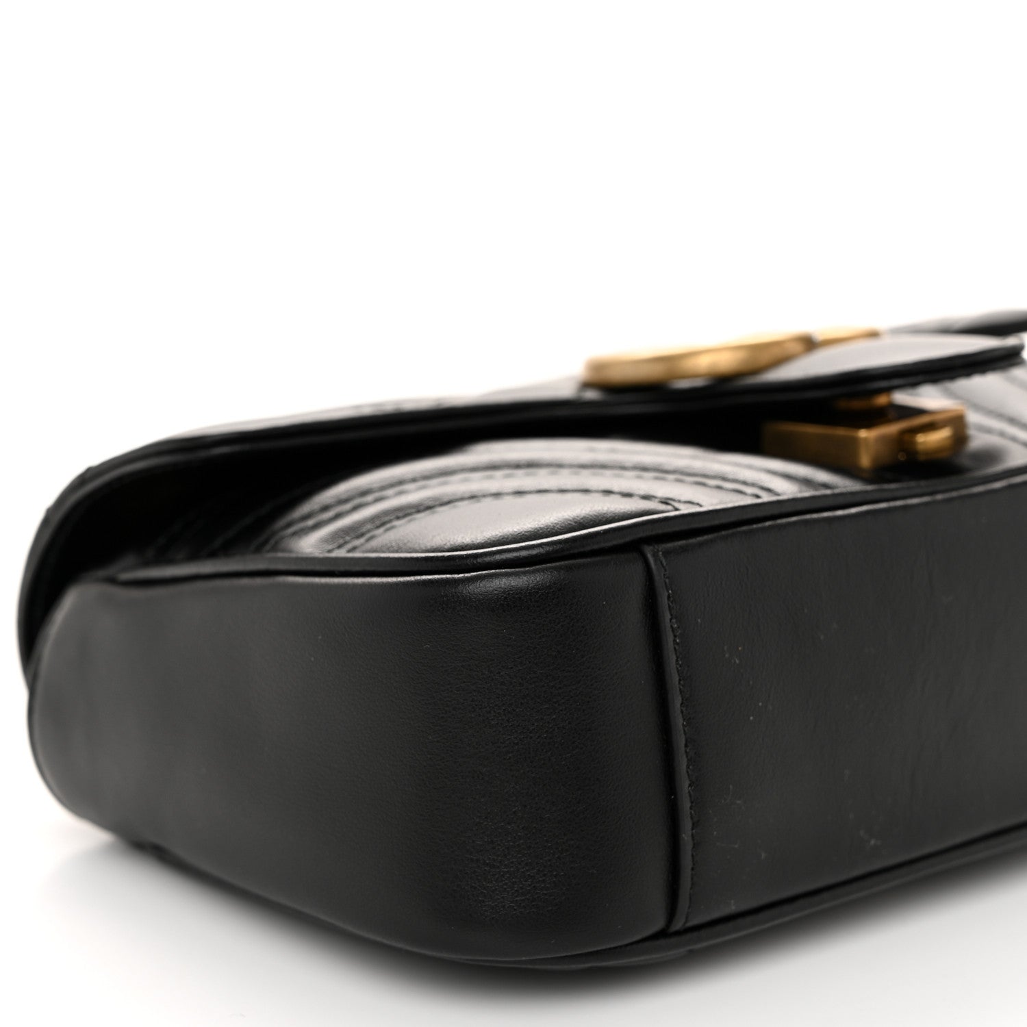 Gucci Calfskin Matelasse Mini GG Marmont Shoulder Bag Black 9 of 12