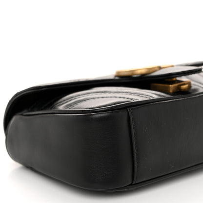 Gucci Calfskin Matelasse Mini GG Marmont Shoulder Bag Black 9 of 12