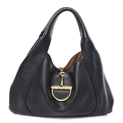 Grained Calfskin Softbit Maxi Shoulder Bag Black