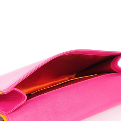 Saint Laurent Goatskin Colorblock Belle De Jour Clutch Fuchsia 5 of 7