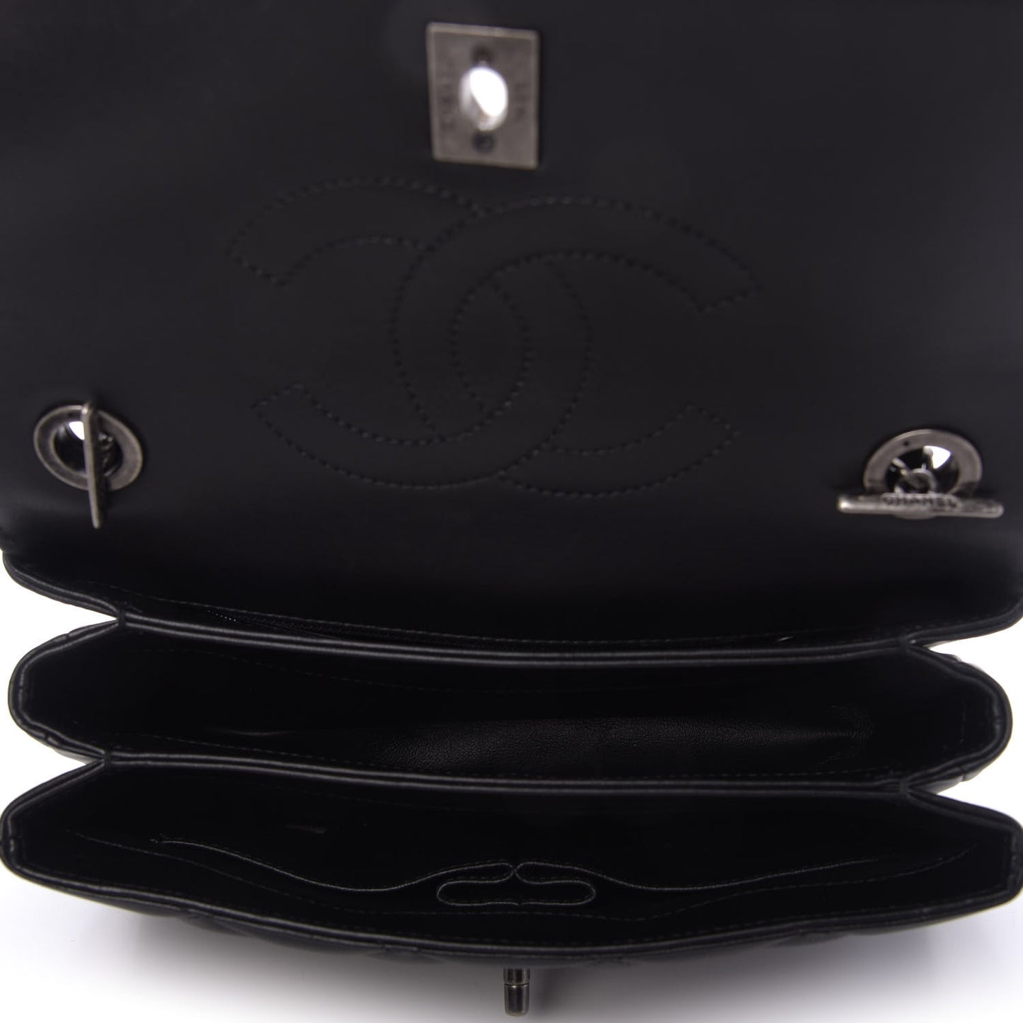 Lambskin Quilted Small Trendy CC Dual Handle Flap Bag Black