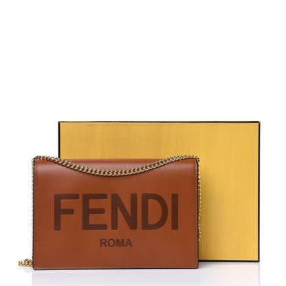 Fendi Vitello King Tamponato Logo Embossed Medium Wallet On Chain Cuoio 12 of 12