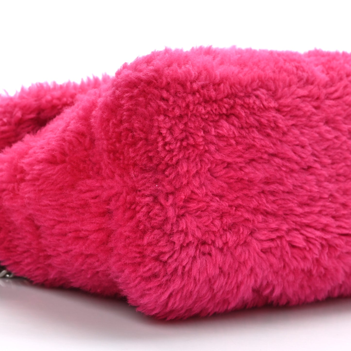 Merino Shearling Lambskin Quilted Small Loulou Puffer Monogram Chain Satchel Fuchsia
