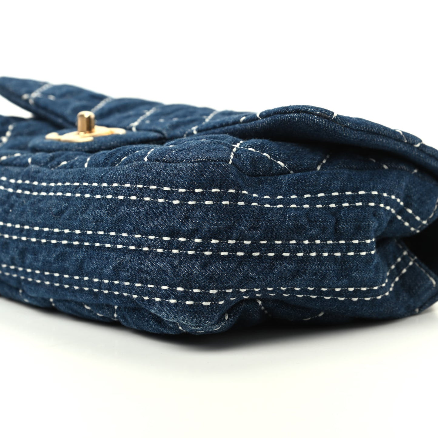 Denim Quilted Medium Denim Trip Single Flap Blue