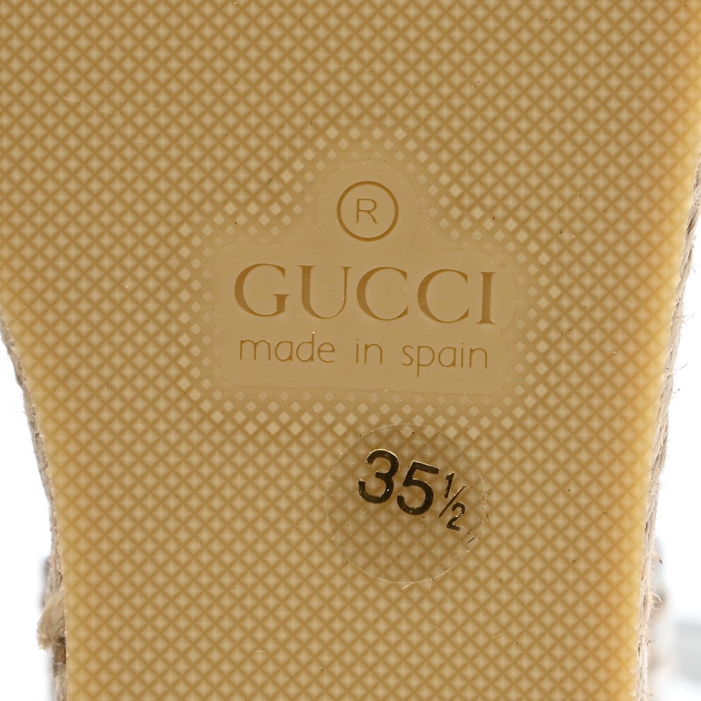 Lame GG Monogram Ankle Wrap Platform Espadrille Wedges 35.5 Silver Beige Light Grey