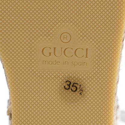 Gucci Lame GG Monogram Ankle Wrap Platform Espadrille Wedges 35.5 Silver Beige Light Grey 6 of 9