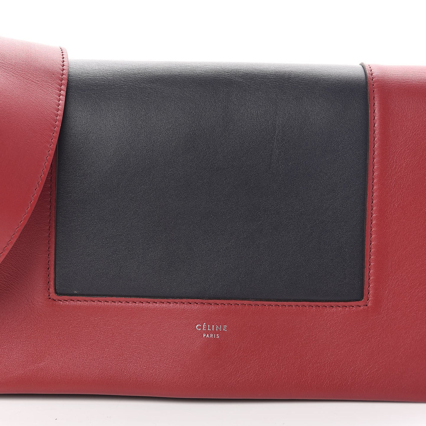 Shiny Smooth Calfskin Medium Frame Shoulder Bag Red Navy