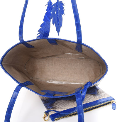 Nancy Gonzalez Python Crocodile Small Erica Shopper Tote Cobalt 6 of 15