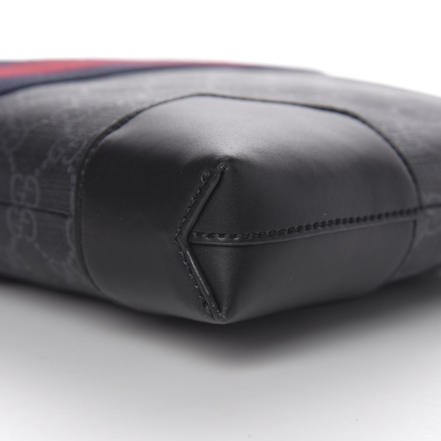Soft GG Supreme Monogram Appia Calfskin Web East West Messenger Bag Black Grey