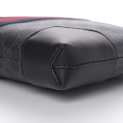 Gucci Soft GG Supreme Monogram Appia Calfskin Web East West Messenger Bag Black Grey 8 of 10