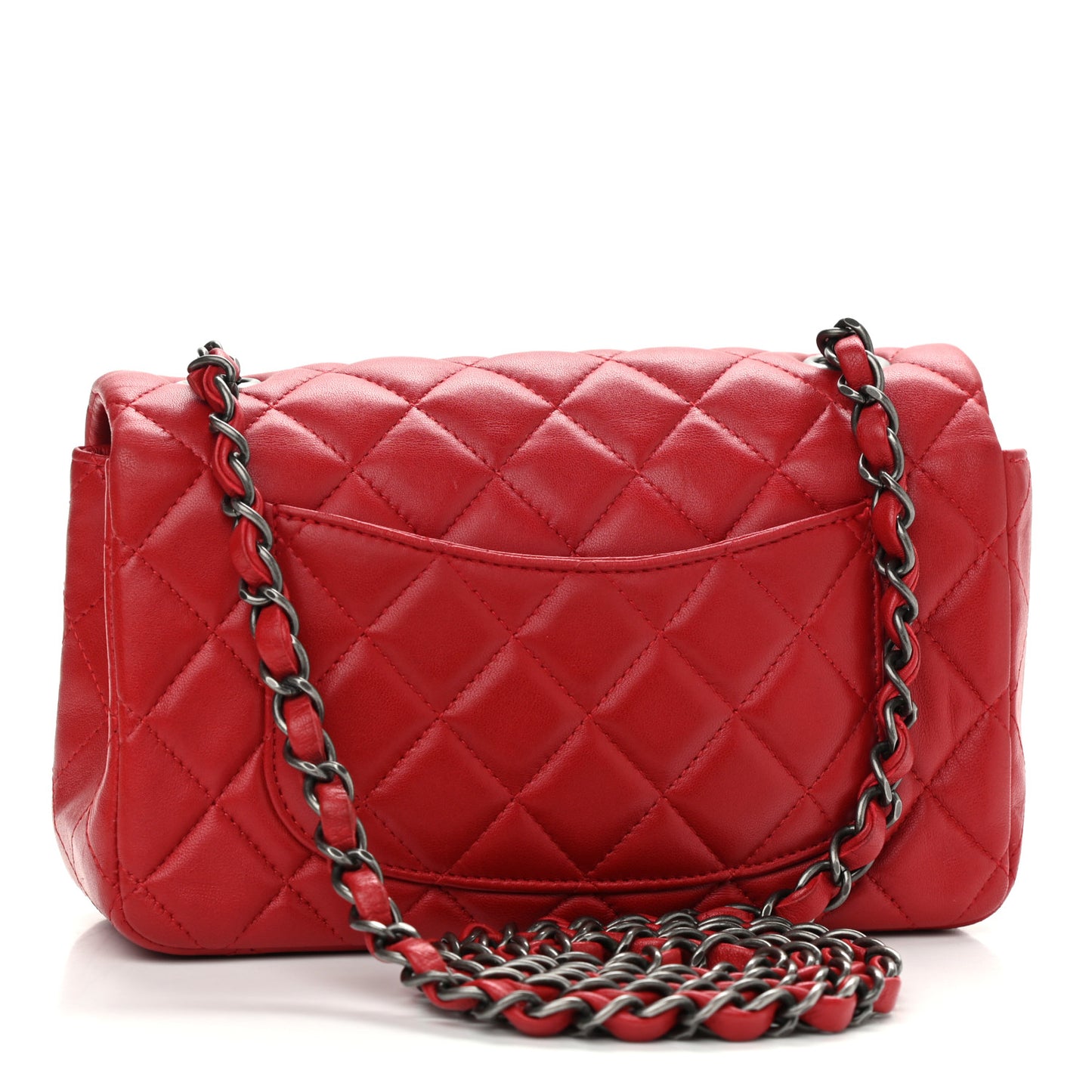 Lambskin Quilted Mini Rectangular Flap Red
