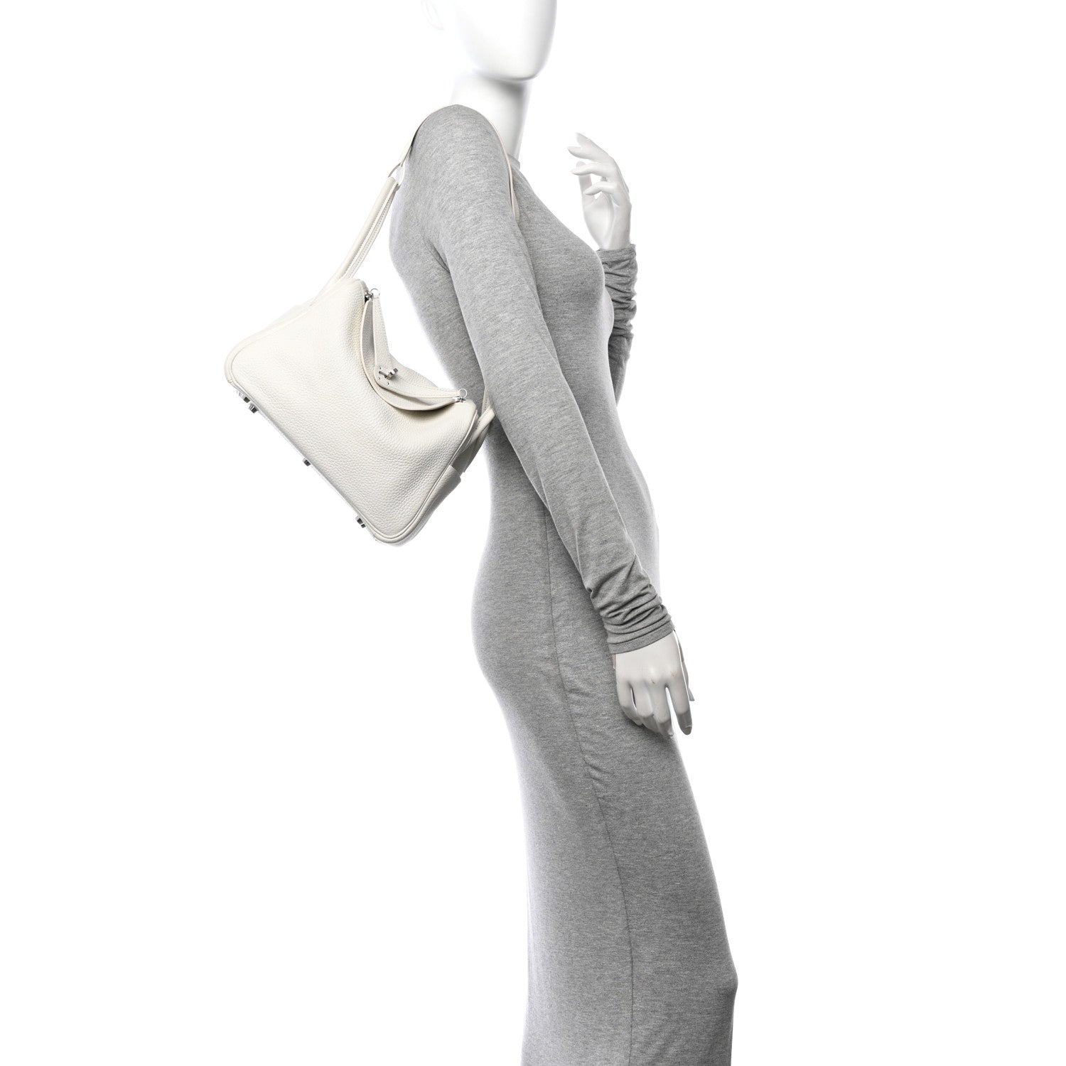Hermes Taurillon Clemence Lindy 26 White 2 of 14