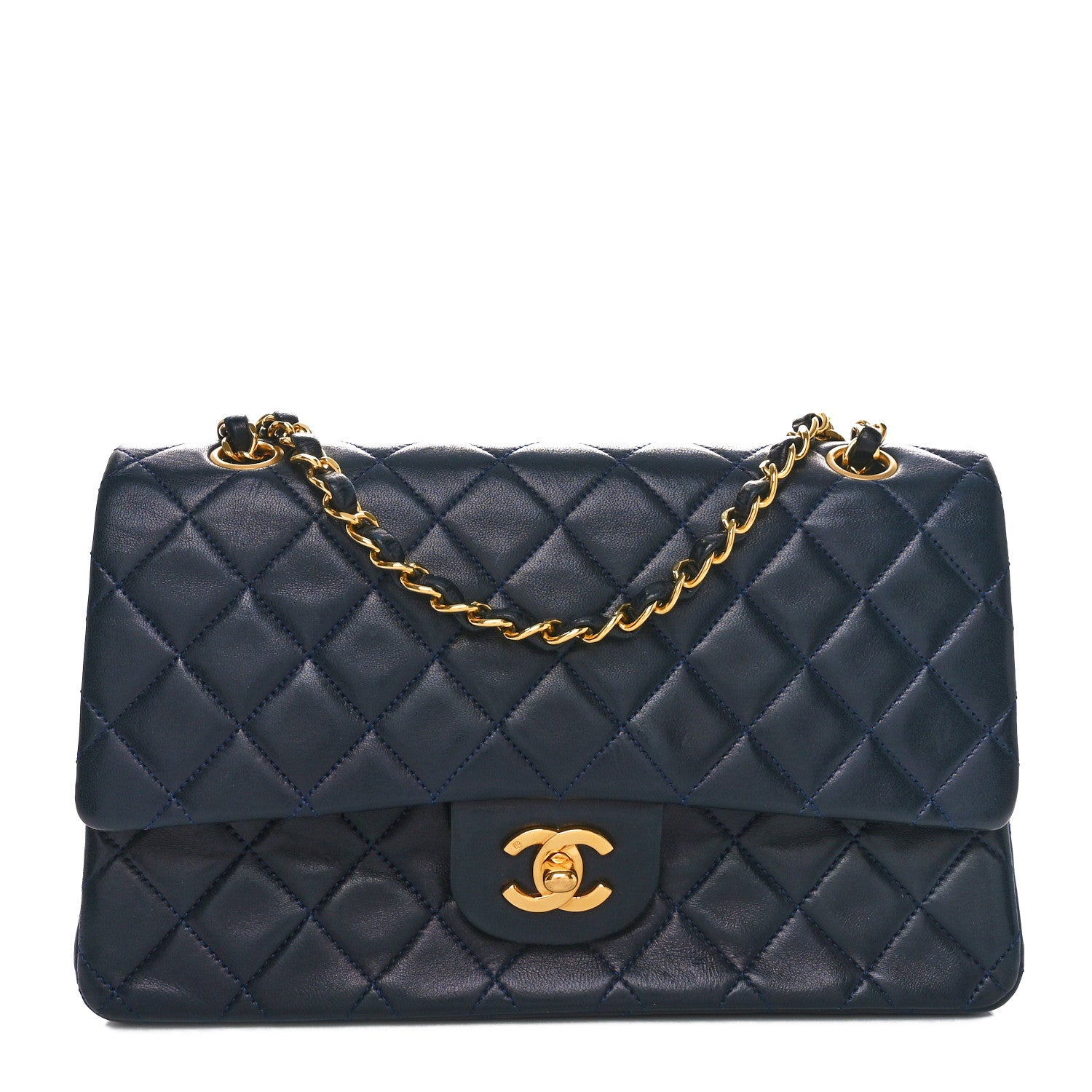 Chanel Lambskin Quilted Small Double Flap Navy 1 of 10
