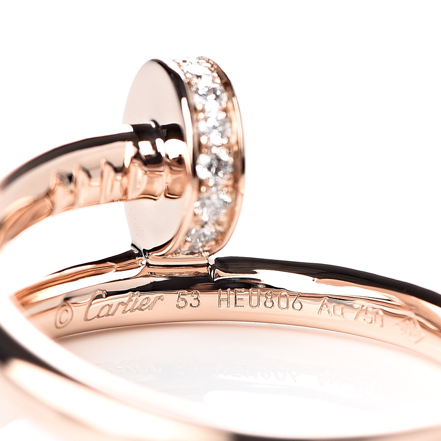 Cartier 18K Pink Gold Diamond Juste Un Clou Ring 53 6.25 4 of 4