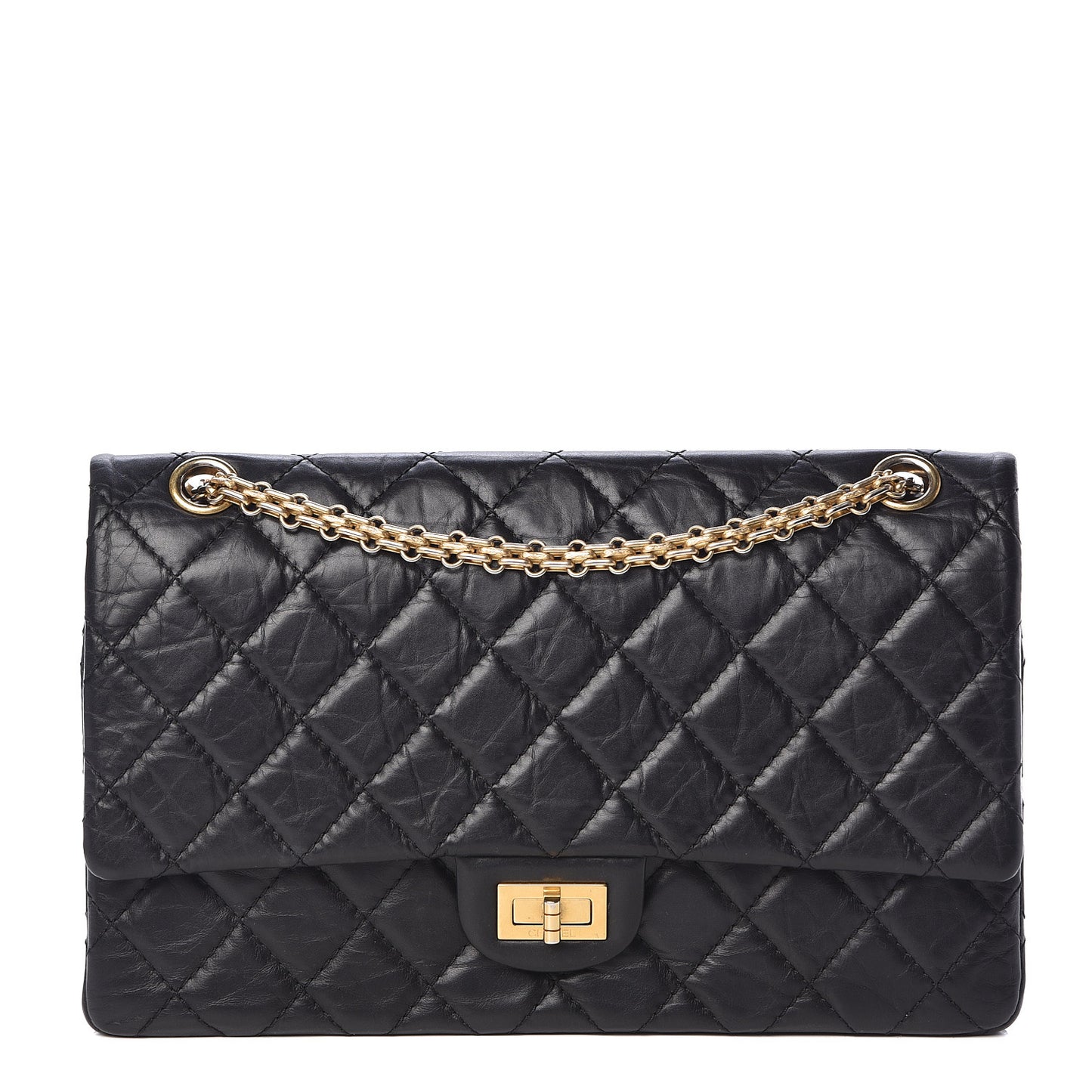 Aged Calfskin Quilted 2.55 Reissue 226 Flap Black