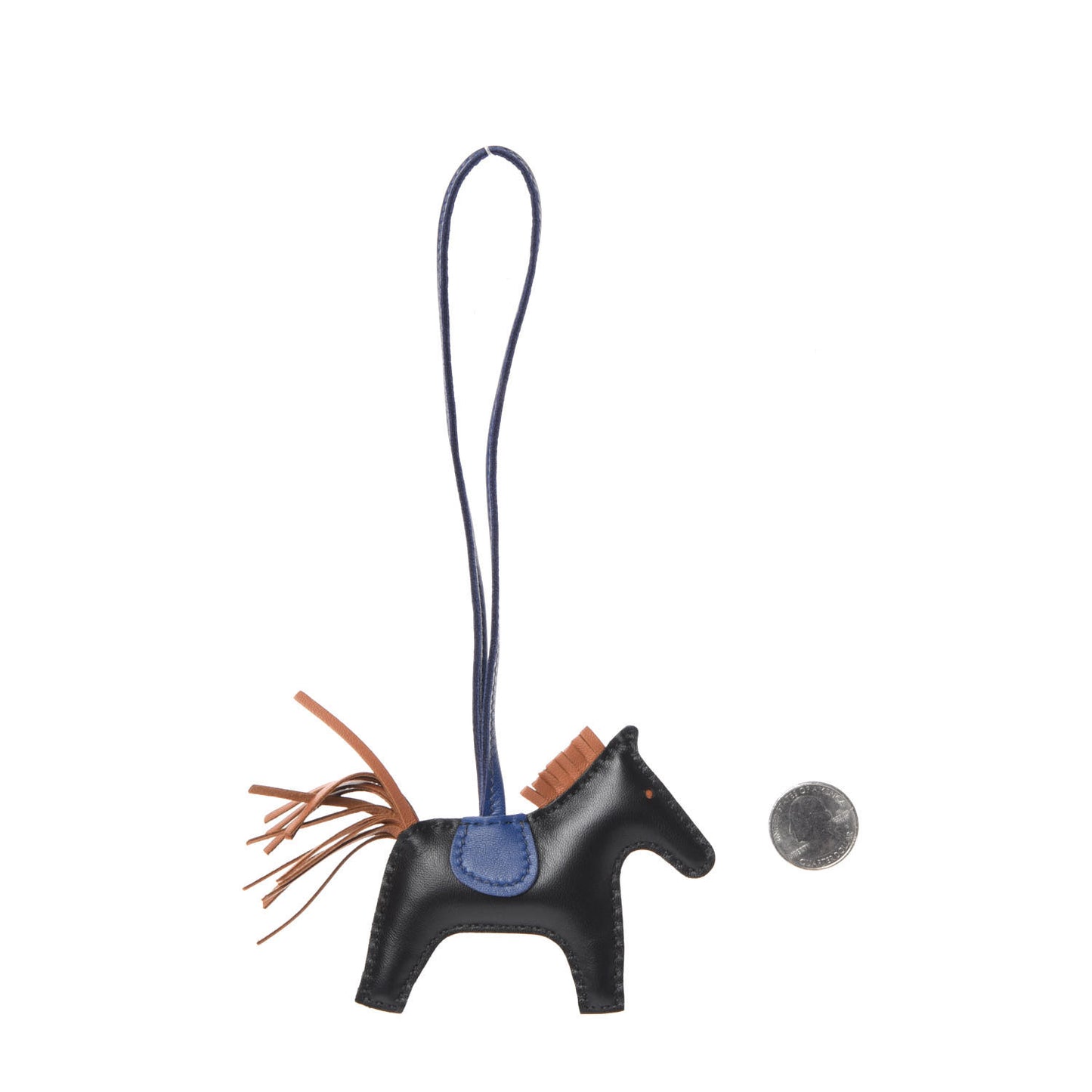 Milo Lambskin Grigri Rodeo Horse Bag Charm PM Black Bleu Saphir Gold