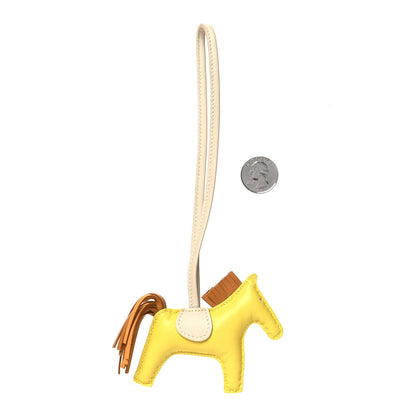 Hermes Milo Lambskin Grigri Rodeo Horse Bag Charm PM Lime Sesame Craie 2 of 4