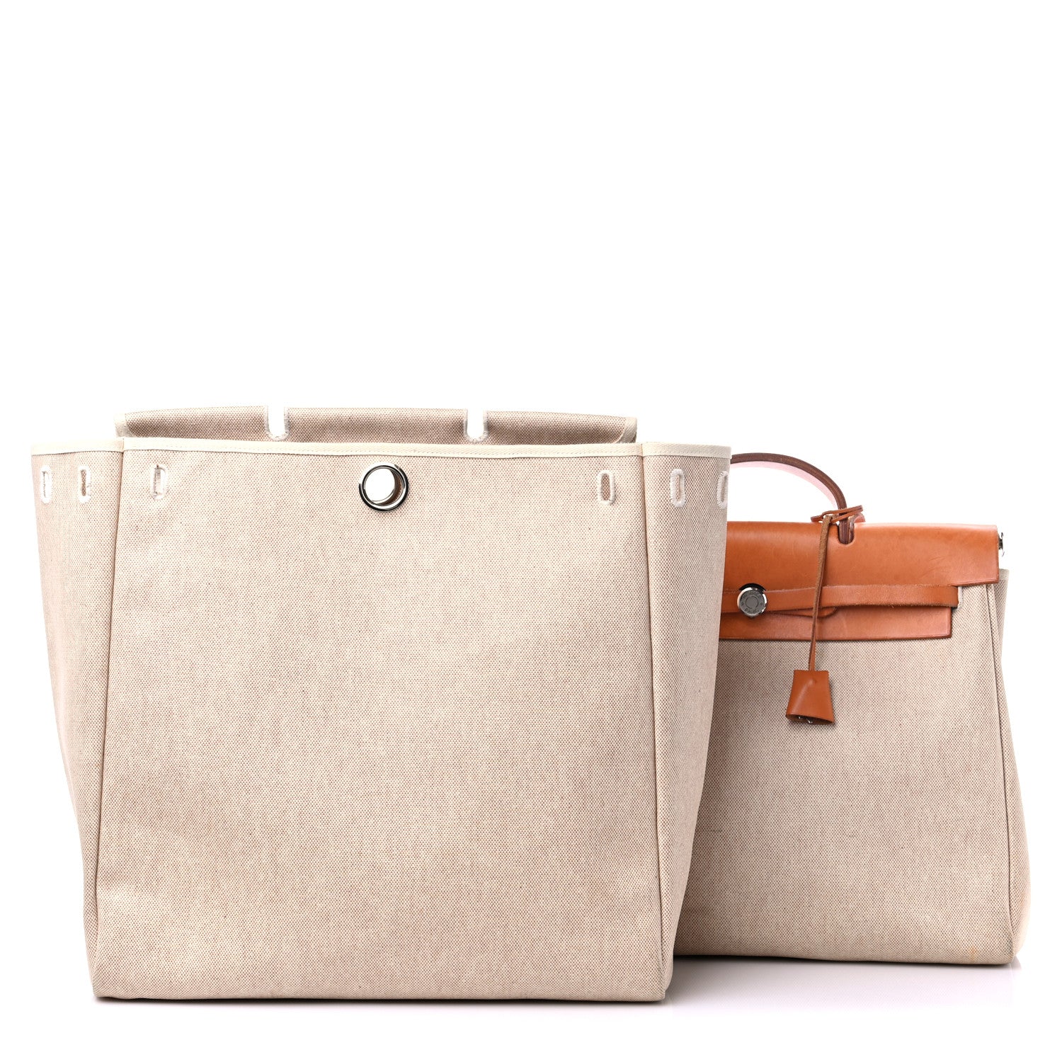 Hermes Toile Vache Calfskin Herbag 2 in 1 36 MM Natural 2 of 24